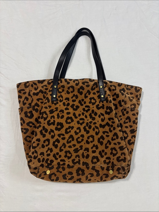 J. Crew Handbags - J. Crew Leopard Print Brown Tote Bag with Black Handles